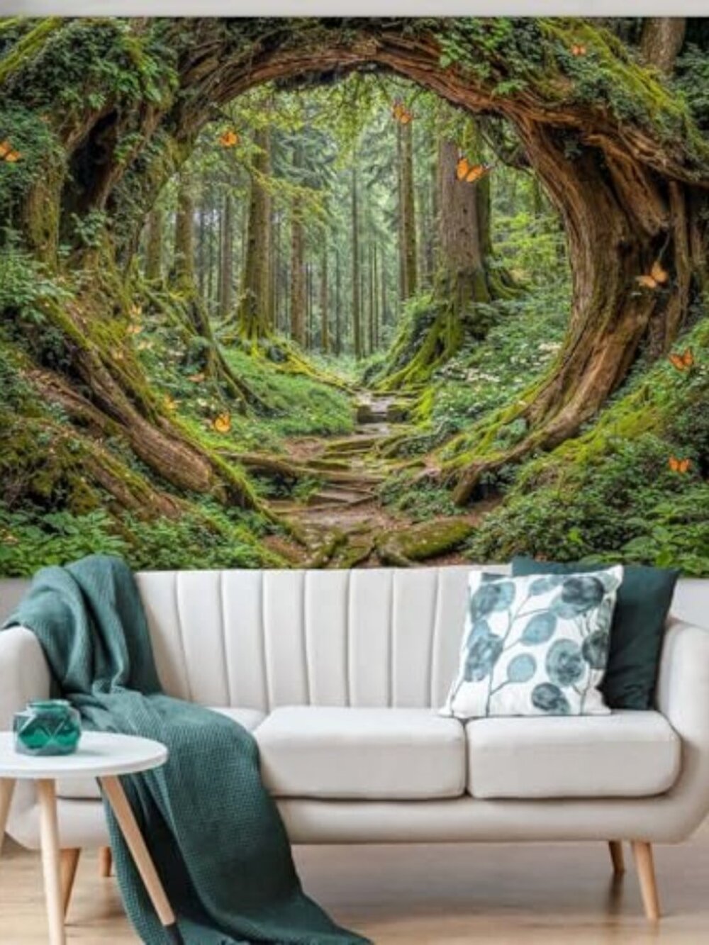 Forest Tapestry Green Nature Tree Wall Tapestry for Bedroom Aesthetic Jungle